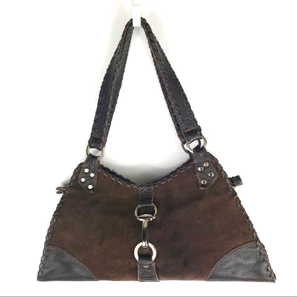 Carla Mancini brown suede & leather handbag - Picture 2 of 8